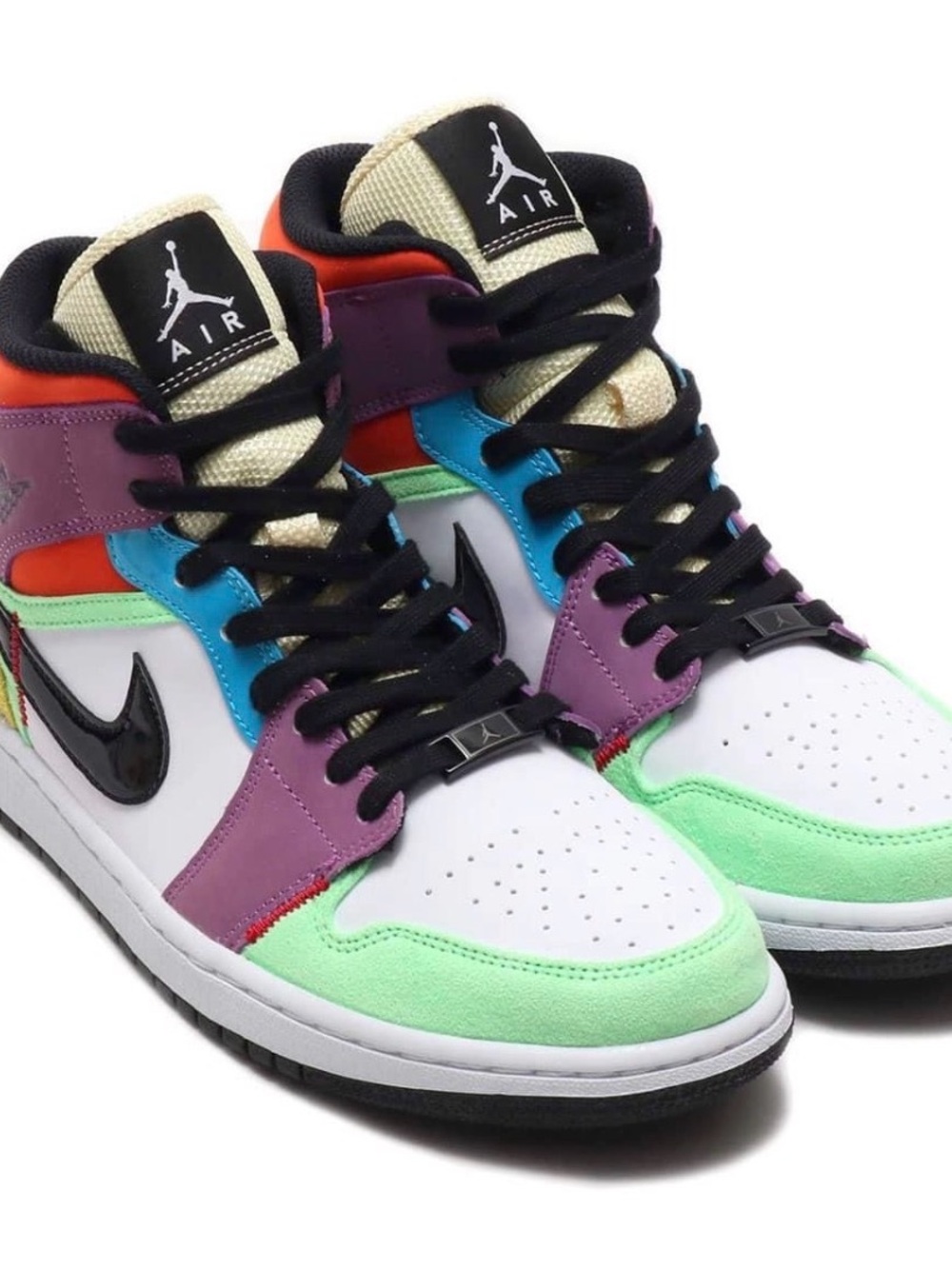 Jordan Women's Multicolor High-Top Sneakers in Mint, Purple & Black